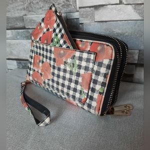 BIZOU Long Houndstooth pattern wallet Multiple pockets